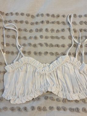 Zara white ruffle crop top with adjustable straps